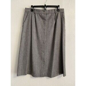 Vintage L Button Front Houndstooth Skirt Academia Business Casual School F35